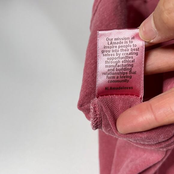 LA Made XSmall Pink Sylvie Off The Shoulder Tee Tshirt Linen Cotton Short Sleeve - Picture 8 of 11